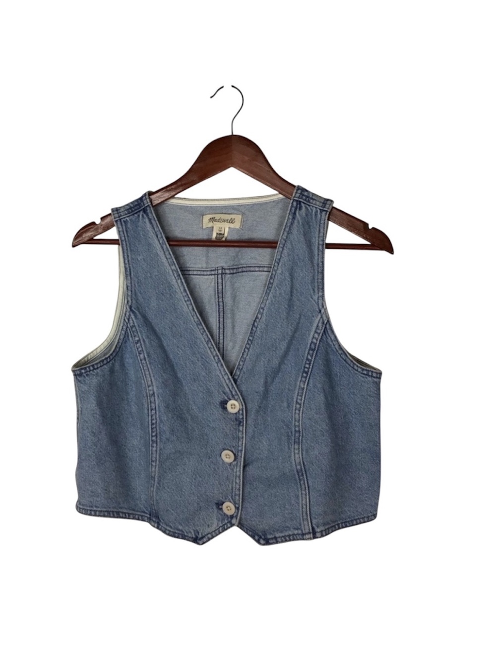 Madewell Cotton-Hemp Denim Katrina Crop Vest Top Size 12.
